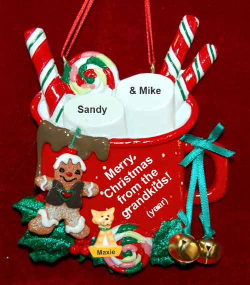 Grandparents Christmas Ornament 2 Grandkids Cocoa in the Morning with Dogs, Cats, Pets Custom Add-ons Personalized by RussellRhodes.com