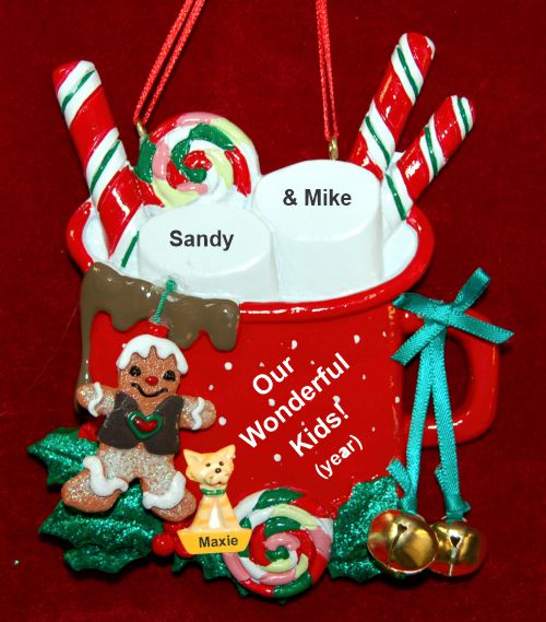 Family Christmas Ornament Cocoa in the Morning Just the 2 Kids with Dogs, Cats, Pets Custom Add-ons Personalized by RussellRhodes.com