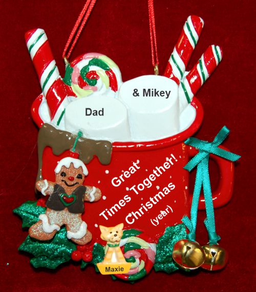 Single Dad Christmas Ornament Cocoa in the Morning 1 Child with Dogs, Cats, Pets Custom Add-ons Personalized by RussellRhodes.com