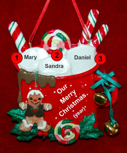 Grandparents Christmas Ornament 3 Grandkids Cocoa in the Morning Personalized by RussellRhodes.com