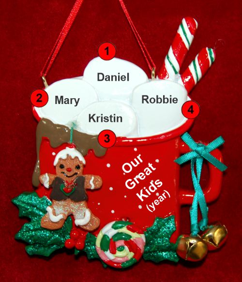 Family Christmas Ornament Cocoa in the Morning Just the 4 Kids Personalized by RussellRhodes.com
