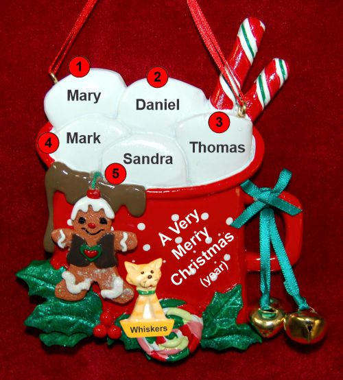 Grandparents Christmas Ornament 5 Grandkids Cocoa in the Morning with Dogs, Cats, Pets Custom Add-ons Personalized by RussellRhodes.com