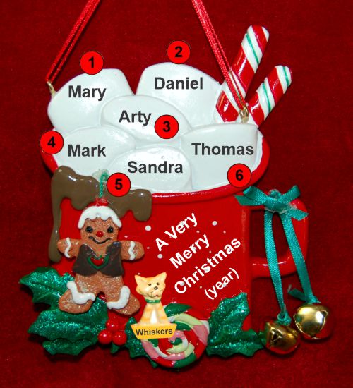 Grandparents Christmas Ornament 6 Grandkids Cocoa in the Morning with Dogs, Cats, Pets Custom Add-ons Personalized by RussellRhodes.com