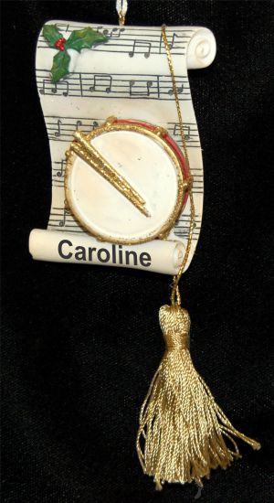 Golden Drum with Sheet Music Christmas Ornament Personalized by RussellRhodes.com