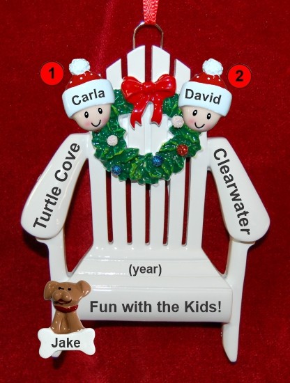 Family Christmas Ornament Relaxing in the Vacation Sun Just the 2 Kids with Dogs, Cats, Pets Custom Add-ons Personalized by RussellRhodes.com