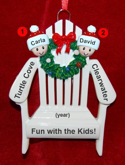 Family Christmas Ornament Relaxing in the Vacation Sun Just the 2 Kids Personalized by RussellRhodes.com