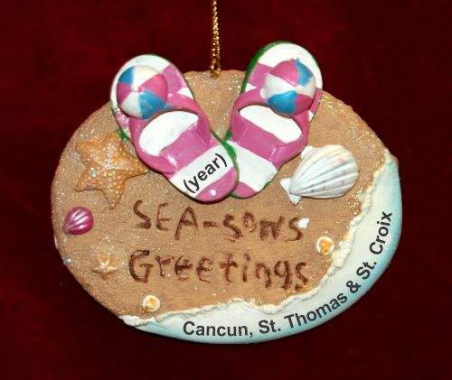 Beach Christmas Ornament Sandals Personalized by RussellRhodes.com