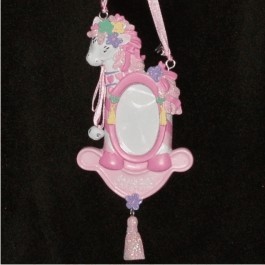 Baby's First Christmas Rocking Horse Frame Baby Girl Christmas Ornament Personalized by RussellRhodes.com