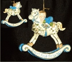 Blue Baby Antiques Rocking Horse Christmas Ornament Personalized by Russell Rhodes