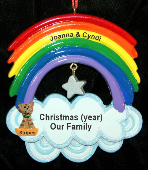 Lesbian Couple In Love Christmas Ornament with 1 or more Dogs, Cats, Pets Custom Add-ons Personalized by RussellRhodes.com