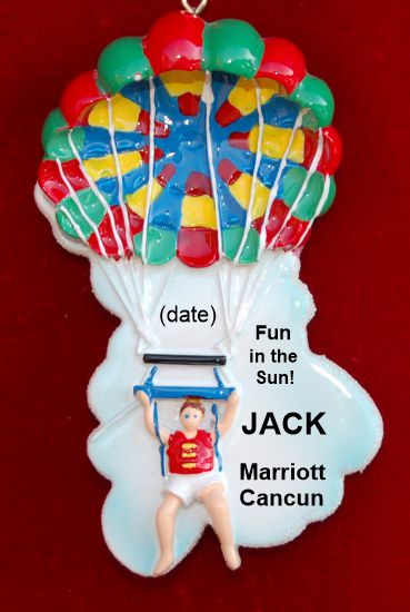 Parasailing in Paradise Christmas Ornament Brunette Male Personalized by RussellRhodes.com