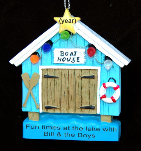 Boat House Christmas Ornament Personalized by RussellRhodes.com
