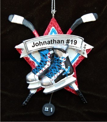 Hockey Skater Christmas Ornament Personalized by Russell Rhodes