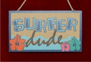Surfer Dude Christmas Ornament Personalized by Russell Rhodes