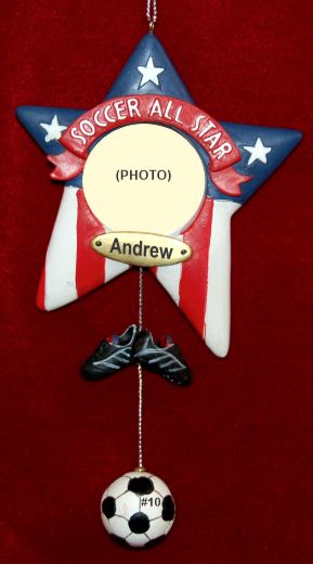 Superstar Soccer Frame Christmas Ornament Personalized by RussellRhodes.com