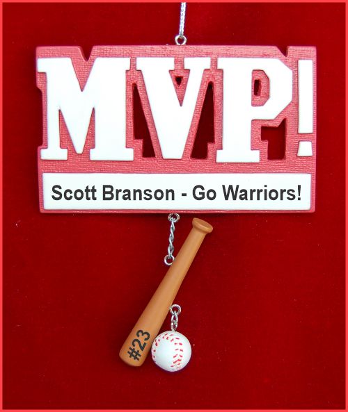 MVP Baseball Christmas Ornament Personalized by RussellRhodes.com