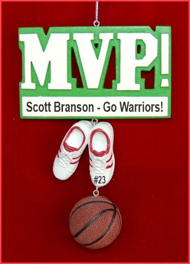 MVP Basketball Christmas Ornament Personalized by RussellRhodes.com