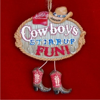 Cowboy Up Christmas Ornament Personalized by RussellRhodes.com