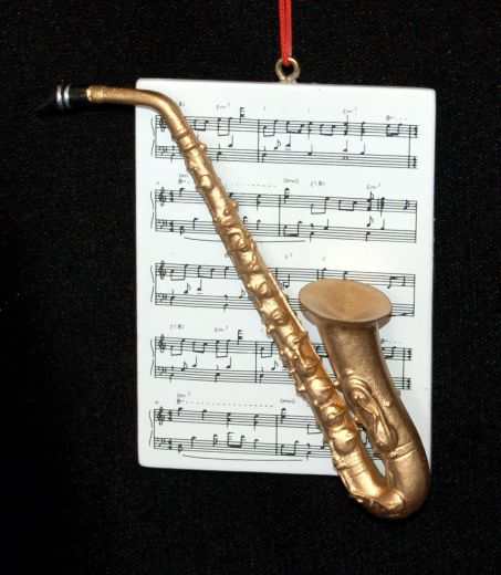 Saxophone Christmas Ornament with Sheet Music Personalized by RussellRhodes.com