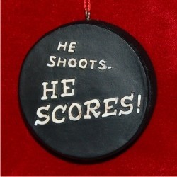 Hockey Puck Christmas Ornament Personalized by Russell Rhodes