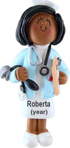 Nurse African American Christmas Ornament Personalized by RussellRhodes.com