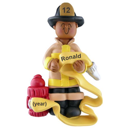 Male African-American Fireman Christmas Ornament Personalized by RussellRhodes.com
