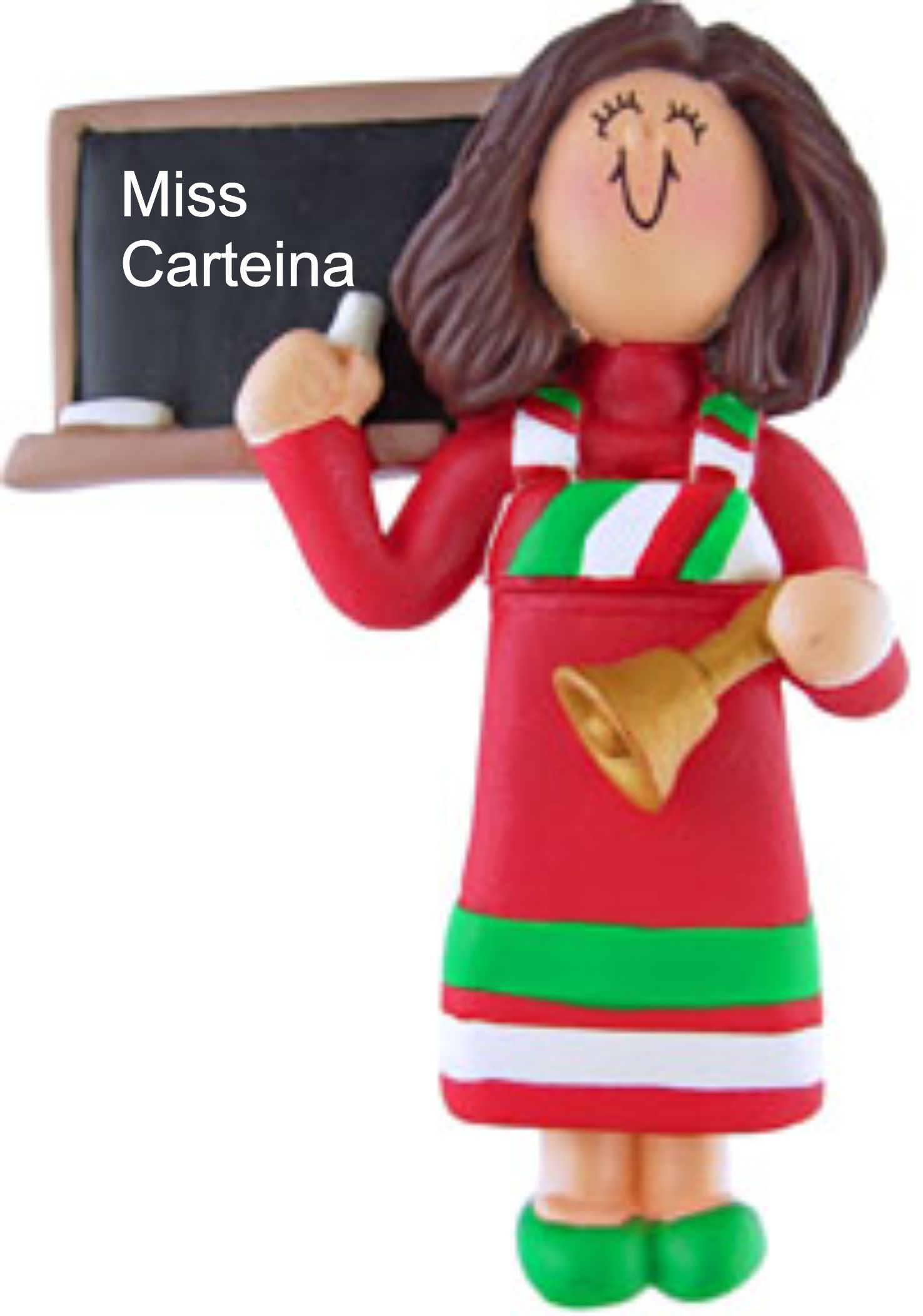 Teacher Brown Hair Christmas Ornament Personalized by RussellRhodes.com