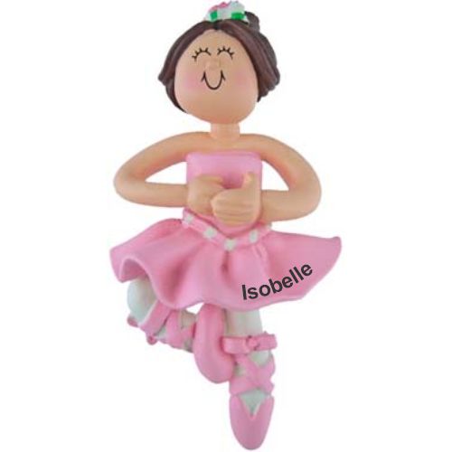 Ballerina Female Brown Hair Christmas Ornament Personalized by RussellRhodes.com