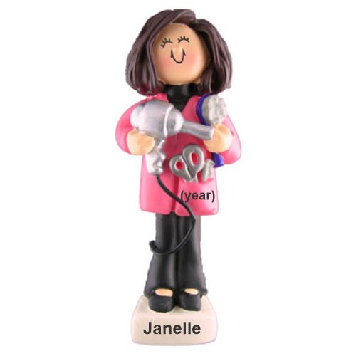 Cosmetology Graduation Female Brunette Hair Christmas Ornament Personalized by Russell Rhodes