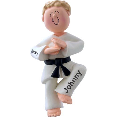 Karate Christmas Ornament Blond Male Personalized by RussellRhodes.com