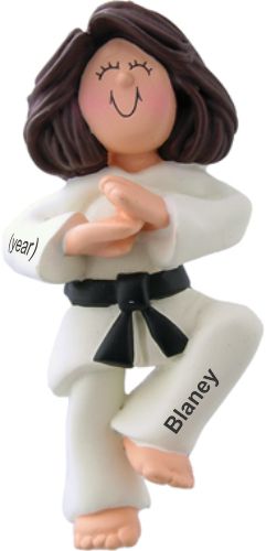 Karate Christmas Ornament Brunette Male Personalized by RussellRhodes.com