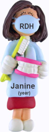 Dental Hygienist Christmas Ornament Brunette Female Personalized by RussellRhodes.com