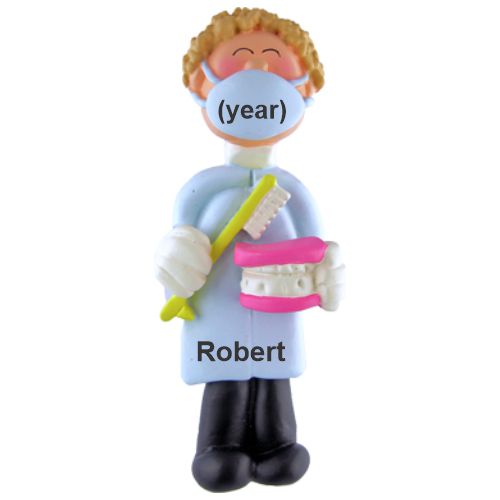 Dental School Graduation Male Blonde Hair Christmas Ornament Personalized by Russell Rhodes
