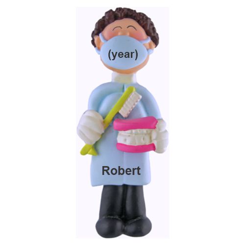 Dental School Graduation Male Brown Hair Christmas Ornament Personalized by Russell Rhodes