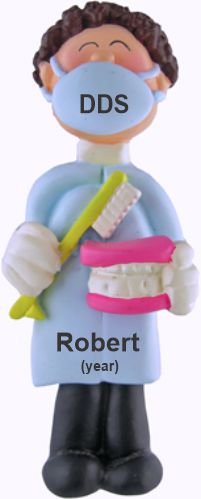 Dentist Christmas Ornament Brunette Male Personalized by RussellRhodes.com