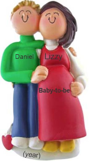 Pregnant Christmas Ornament Blond Male Brunette Female Personalized by RussellRhodes.com