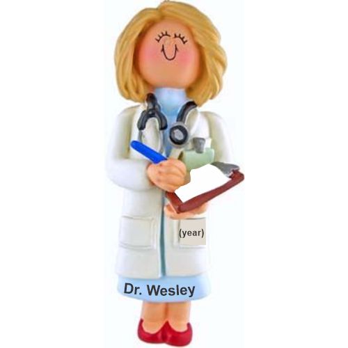 Doctor Christmas Ornament Blond Female Personalized by RussellRhodes.com