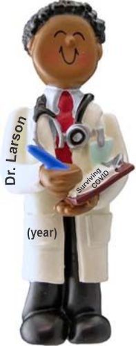 Survive Pandemic Christmas Ornament Doctor African American Male Personalized by Russell Rhodes