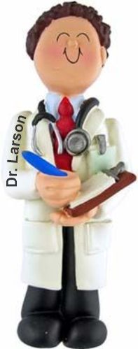Doctor Male Brown Hair Christmas Ornament Personalized by Russell Rhodes