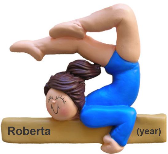 Gymnastics Female Brown Hair Christmas Ornament Personalized by Russell Rhodes