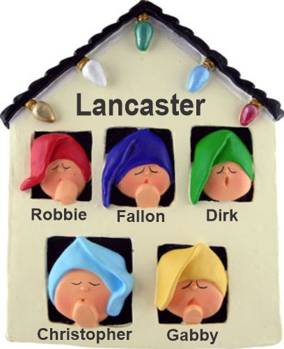 Family Christmas Ornament Early Xmas Morning for 5 Personalized by RussellRhodes.com
