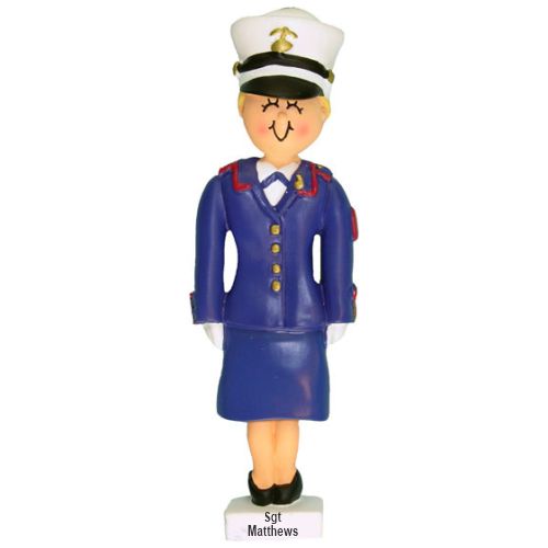 Blonde Female Dress Blue Marine Christmas Ornament Personalized by Russell Rhodes