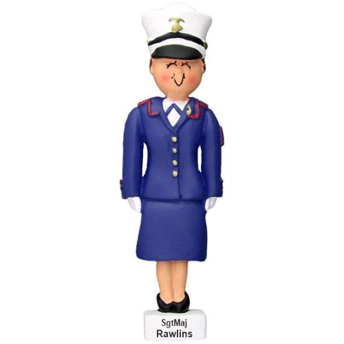 Brunette Female Dress Blue Marine Christmas Ornament Personalized by Russell Rhodes