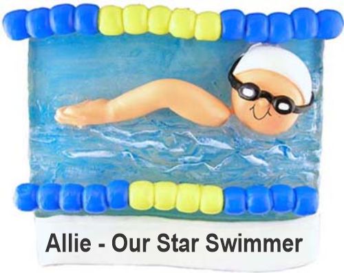 Swimming Christmas Ornament One More Lap to Go Personalized by RussellRhodes.com
