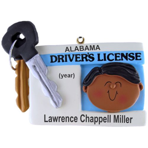 New Driver for Male African American Christmas Ornament Personalized by Russell Rhodes
