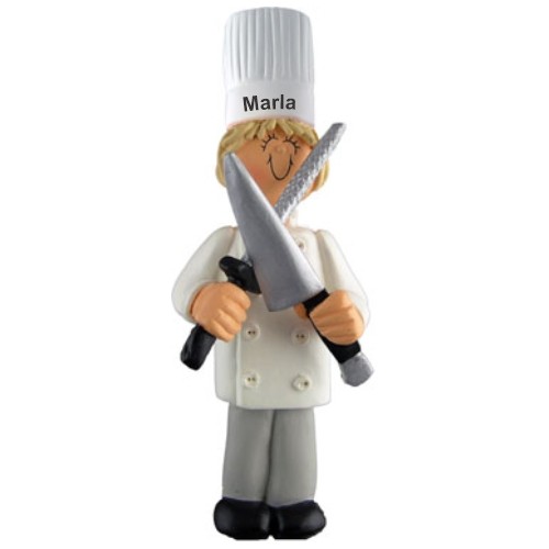 Culinary School Graduation Christmas Ornament Blond Female Personalized by RussellRhodes.com