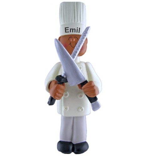 African American Male Culinary School Graduation Christmas Ornament Personalized by Russell Rhodes