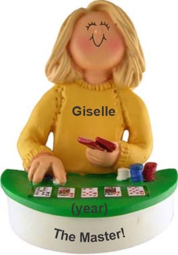 Poker Christmas Ornament Blond Female Personalized by RussellRhodes.com