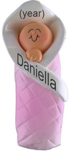 Bundled Up Baby in Pink Christmas Ornament Personalized by RussellRhodes.com