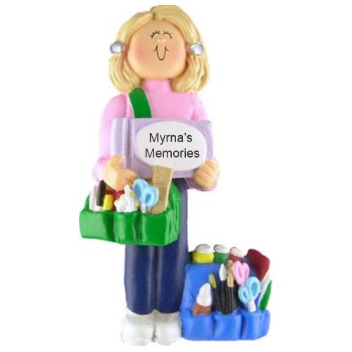 Scrapbooker Female Blonde Christmas Ornament Personalized by Russell Rhodes